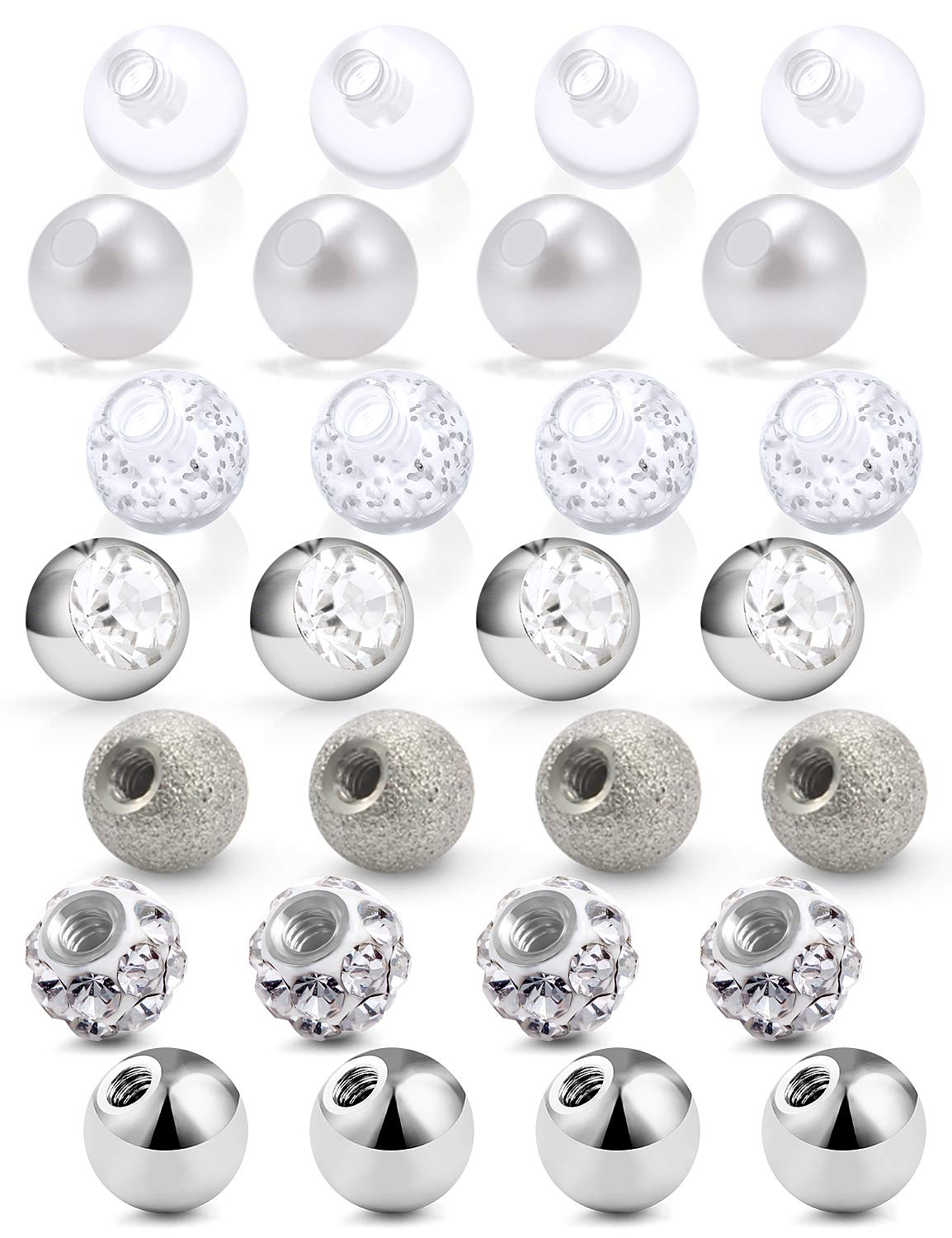 14G Ball for Piercing Replacement Balls Externally Threaded Nipple Industrial Tongue Belly Piercing Rings Body Jewelry Piercing Barbell Parts 5mm 28PCS-image-6