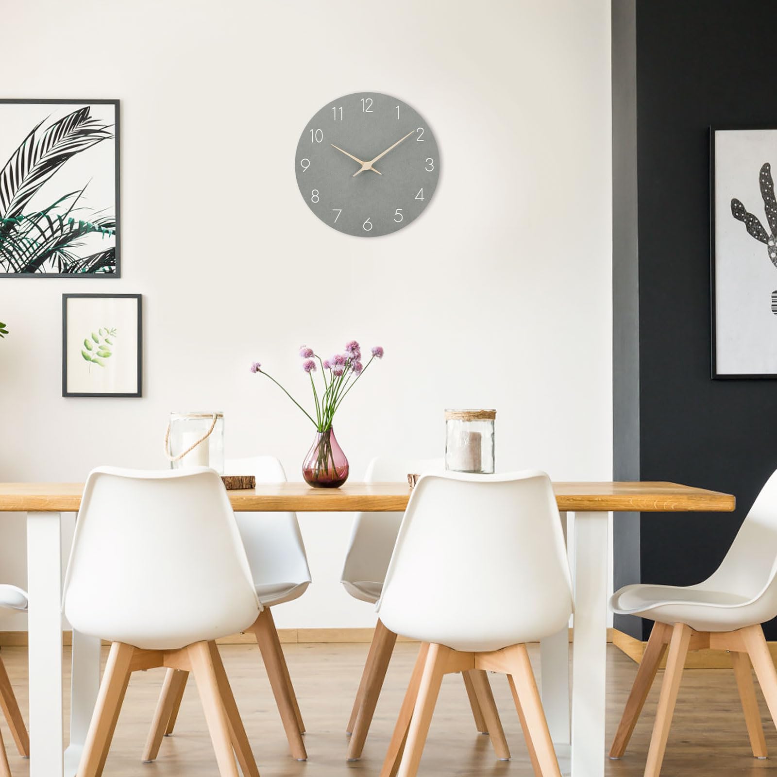 ACCSHINE 25cm Wandklok, radiogestuurde wandklok, van mdf, hout, zonder tikkende geluiden, geruisloos, werkt op batterijen, kwarts, grote wandklok