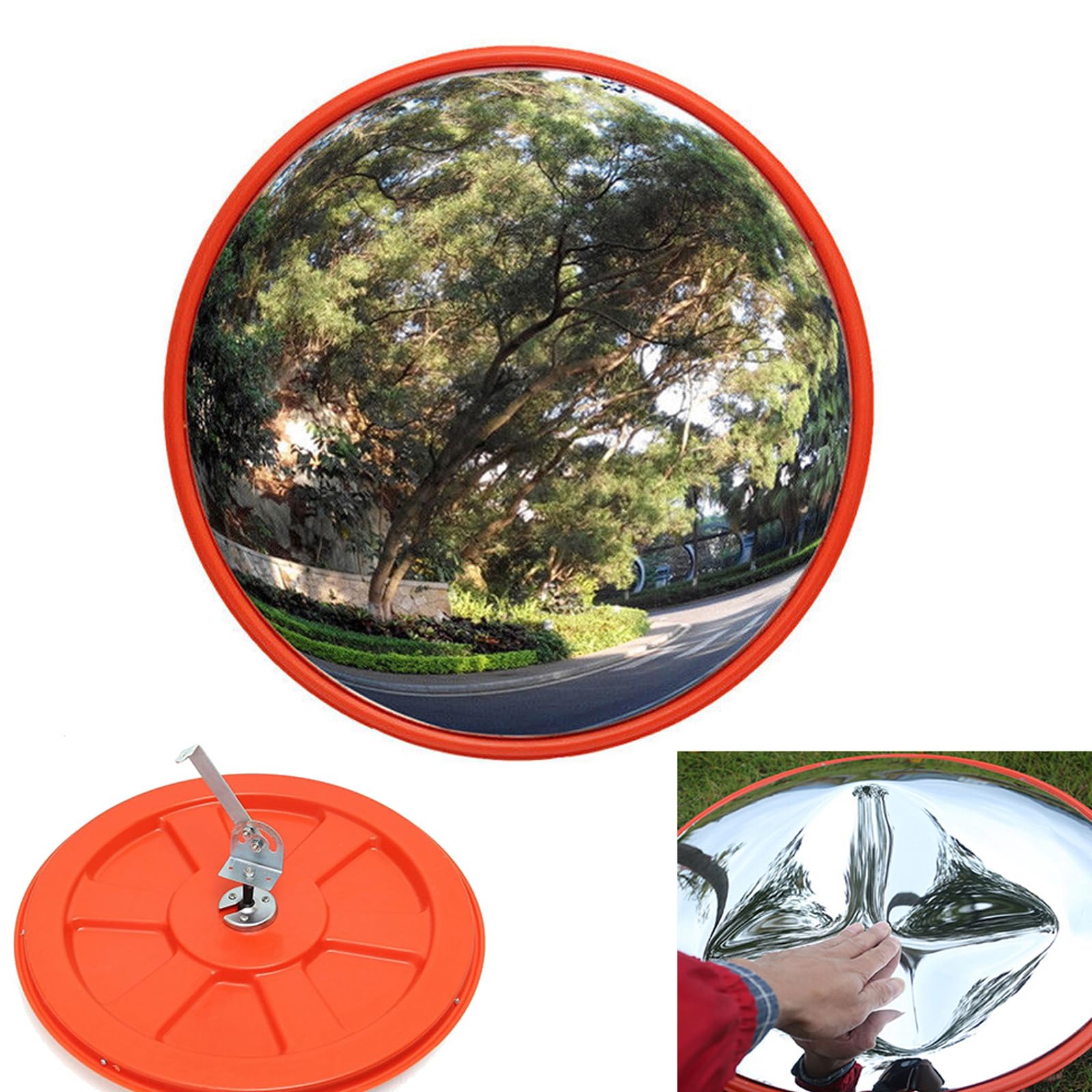 ZanGe Specchio di traffico convesso infrangibile grandangolare specchio di sicurezza diametro 60 cm per angolo cieco vicolo strada nascosta con staffa di fissaggio regolabile