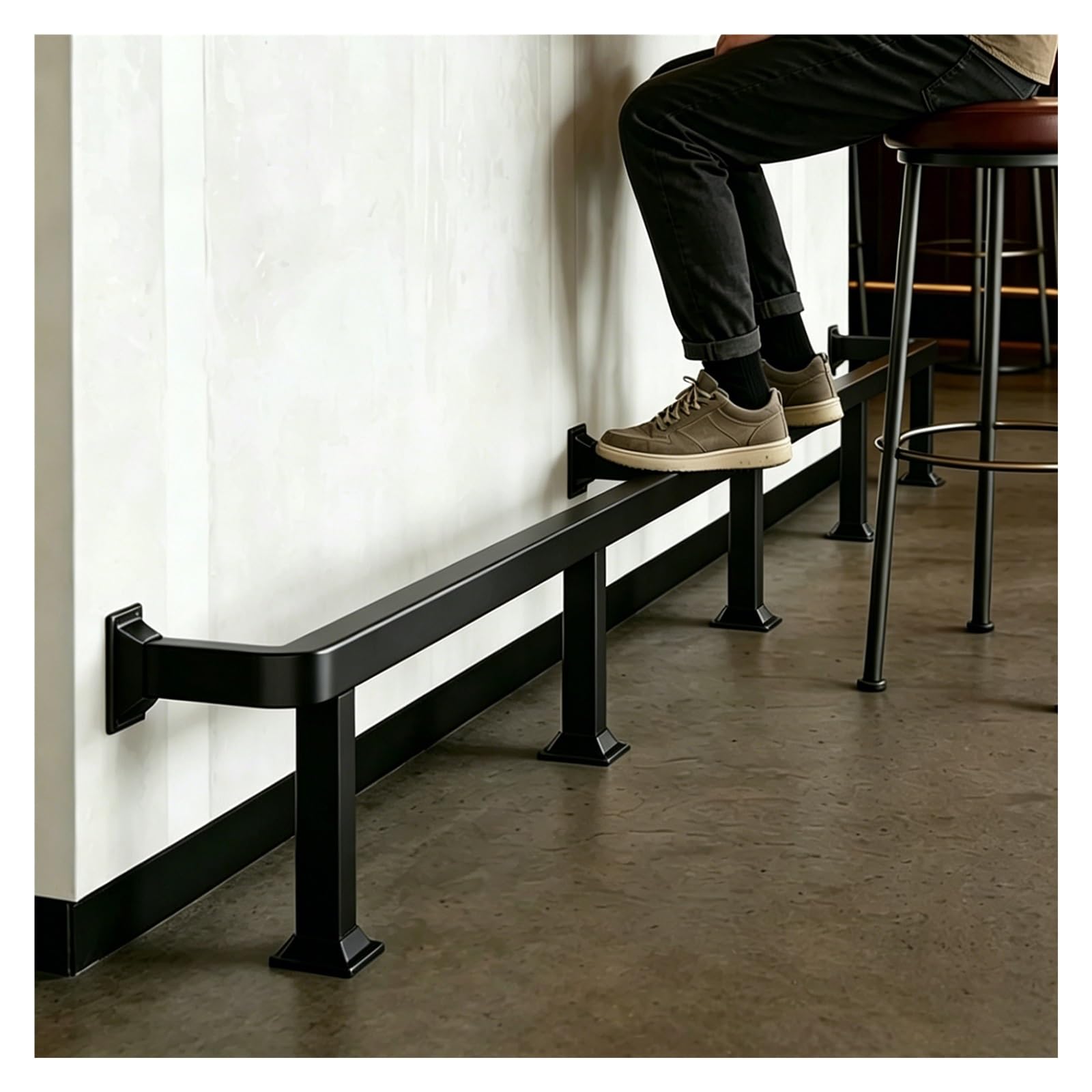 ZJKXJH Stainless Steel Foot Rail Kit for Kitchen/Office Counter, Customizable Length Foot Rail for Bar, Indoor/Outdoor Footrest Bar, Rust Prevention(Black,16.2'/493.8cm)