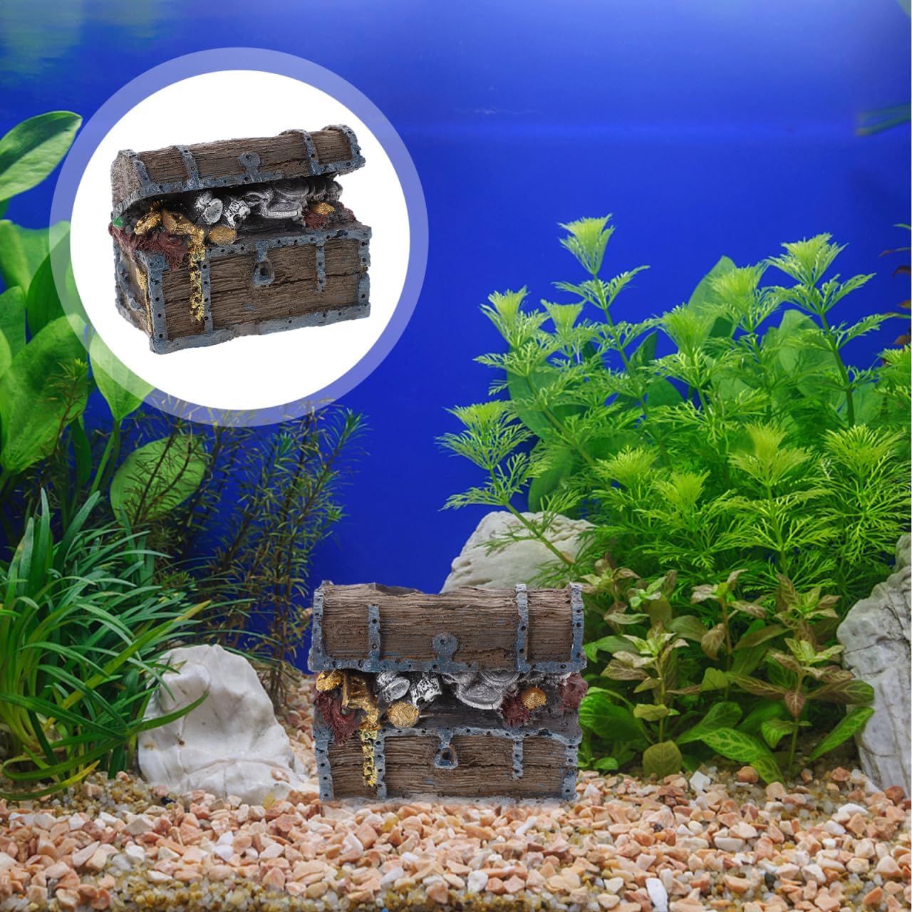 balacoo Aquarium Treasure Chest Fish Tank Ornament 4.7X2.8X3.5 Inch Resin Underwater Decorative Accessory Lightweight for Home Office Aquarium Decor