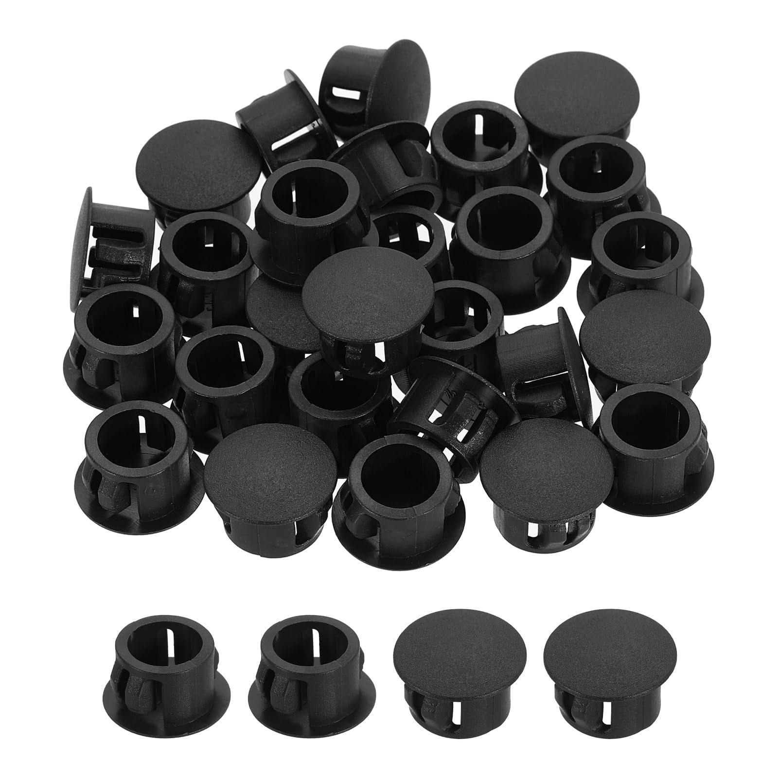 sourcing map Hole Plugs 100pcs 13mm(1/2-Inch) Plastic Plugs for Round Holes Flush Type for Furniture Cabinets Machines Hardware Fencing Post Pipe, Black