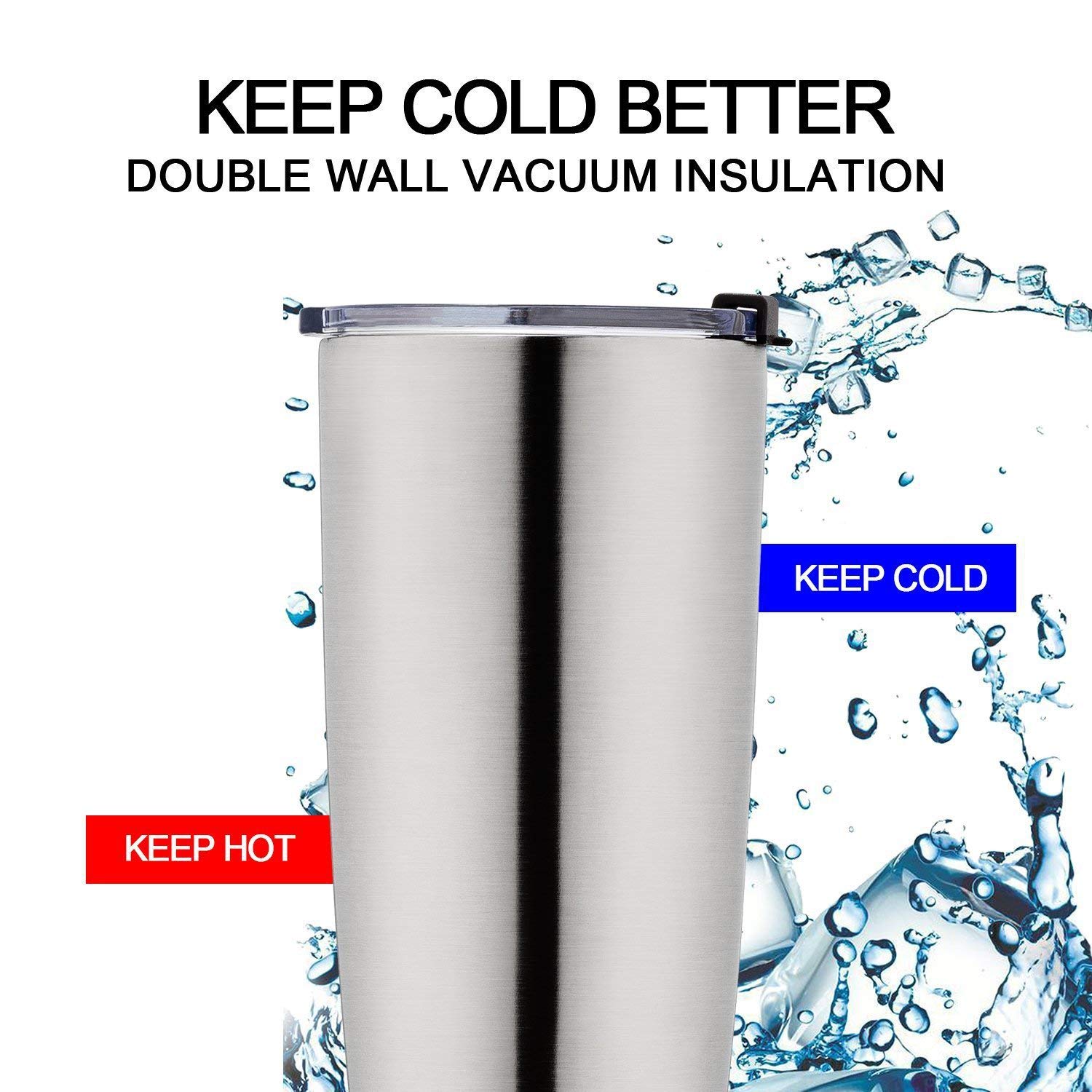 Gteller 20 oz Stainless Tumbler, Double Wall Stainless Steel Insulated Travel Mug for Keep Hot and Cool (Stainless Steel) - Image 3
