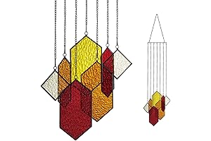 Multicolor Geometric Stained Glass Window Hanging