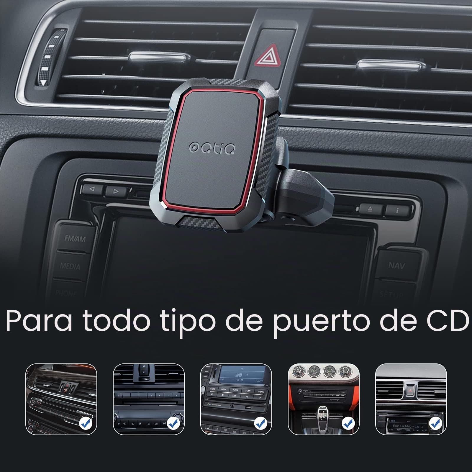 OQTIQ Soporte magnético para teléfono de Coche, Soporte para Ranura de CD con 6 imanes Fuertes, Compatible con iPhone, Samsung, Galaxy, LG y más