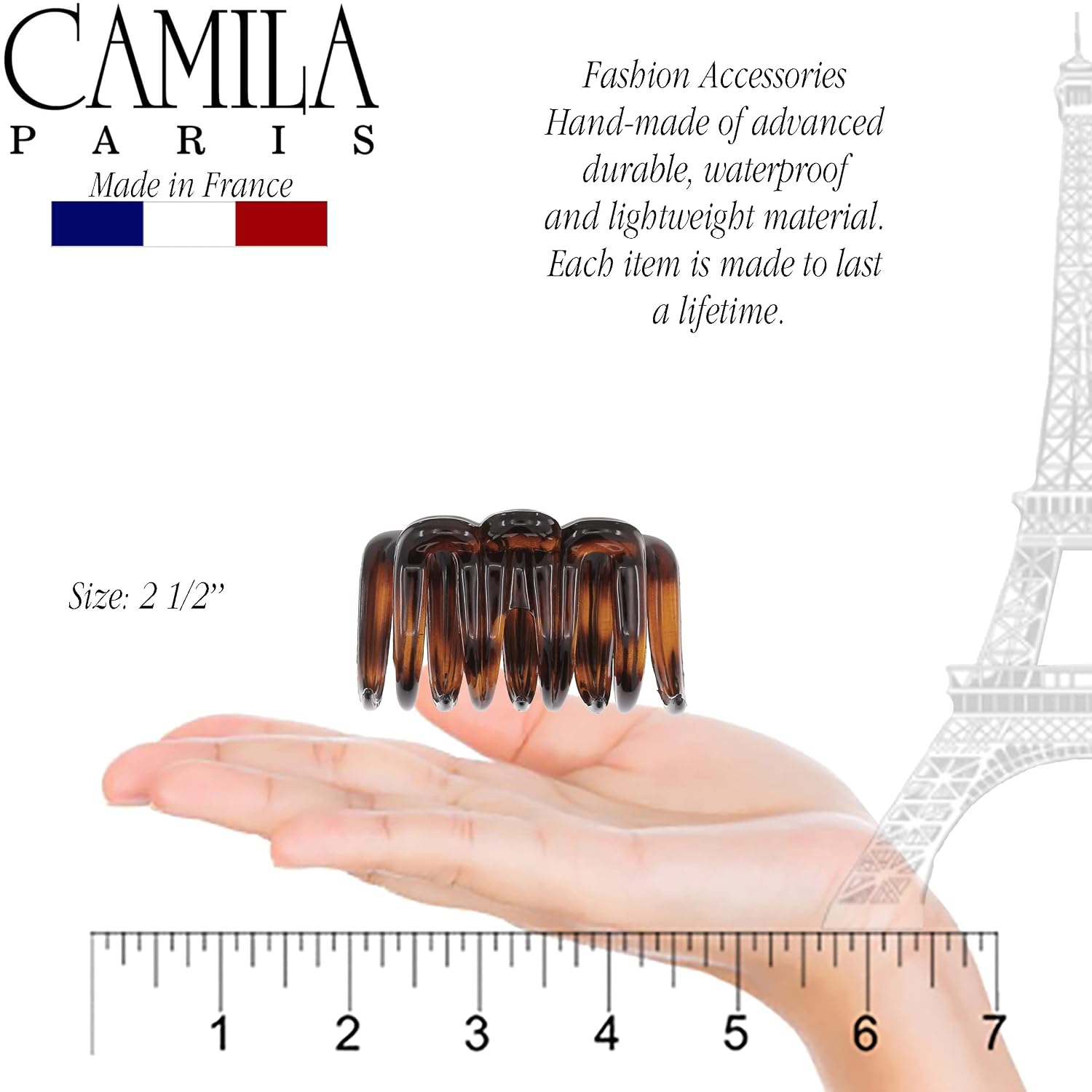 Camila Paris CP3515 French Small Hair Clips for Women Thick Hair for Long Curly Wavy Hair, Girls Hair Claw Clip, Durable Styling Big Claw Clip for Thick Hair, Strong Hold No Slip Grip, Made in France image 3