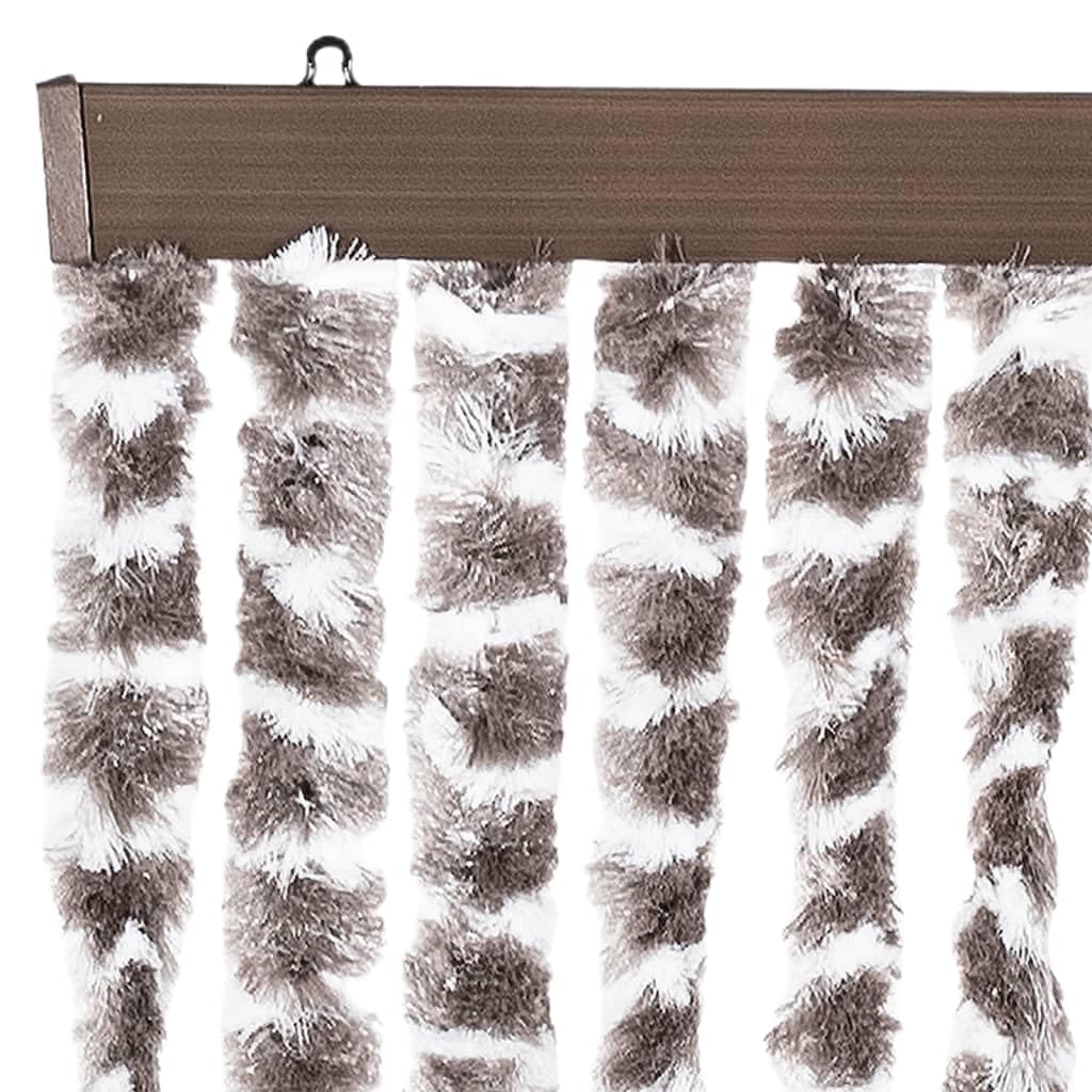 Tenda Antimosche Tortora e Bianca 118x220 cm in Ciniglia,Tenda Antimosche per Finestre e Porte Leggera Resistente all'Acqua Silenziosa Zanzariera Antiisetti-4004892
