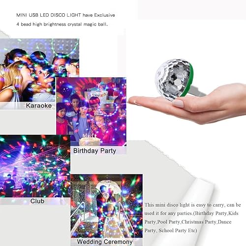 Miniatura 6 de Luces USB para fiesta, mini bola de discoteca, pequeña bola mágica, control de sonido, luz de escenario de DJ, lámpara estroboscópica RGB colorida