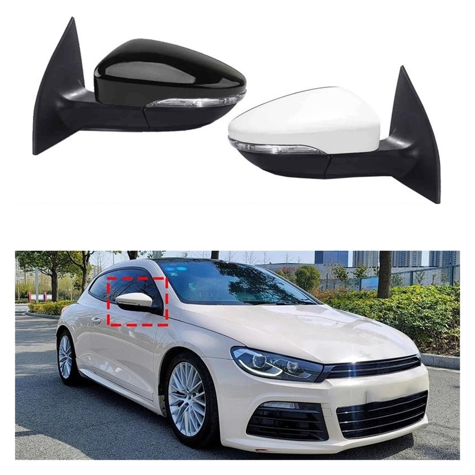 Espejo Retrovisor Exterior Para Puerta De Coche, 6/9 Pines, Para VW Para Scirocco 2009-2016 Espejo retrovisor derecho