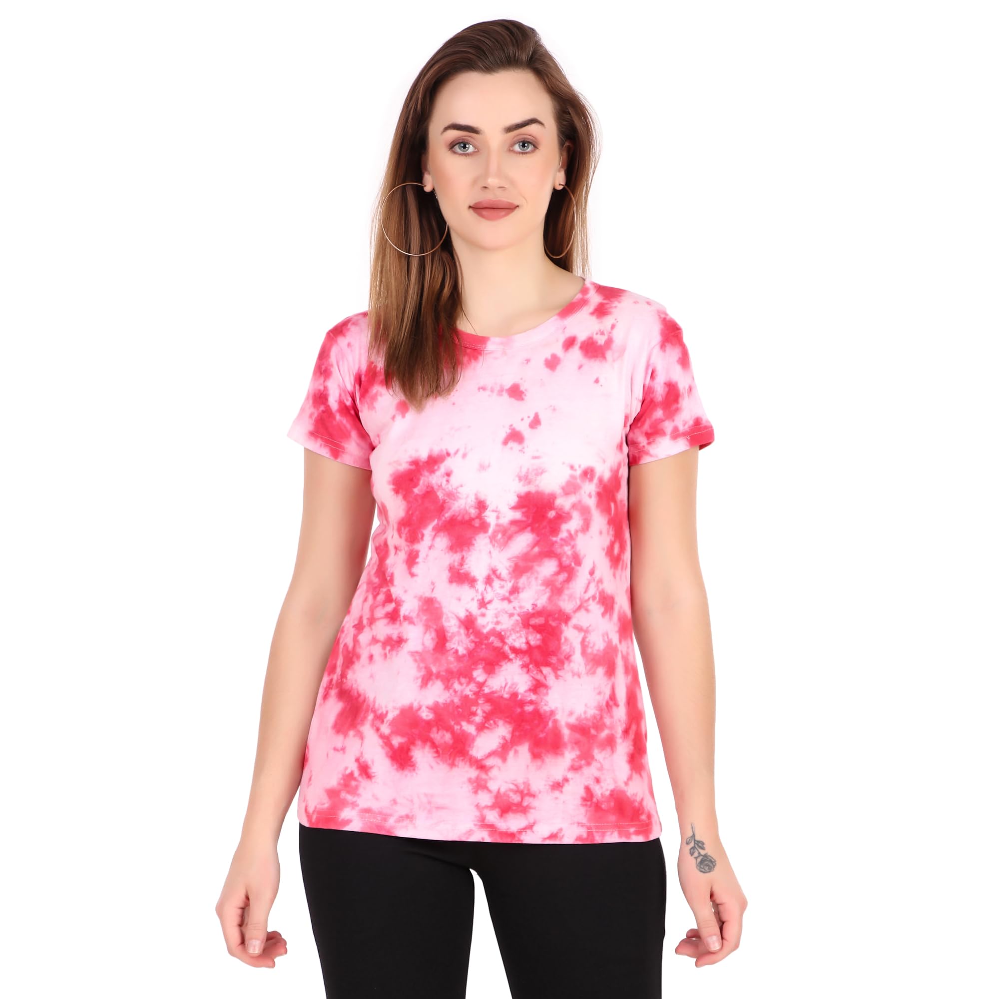 Zicada Women's Cotton Tie-Dye Printed Tshirt | Casual Half Sleeve T-Shirt | Active Wear for Women & Girls-picture-25