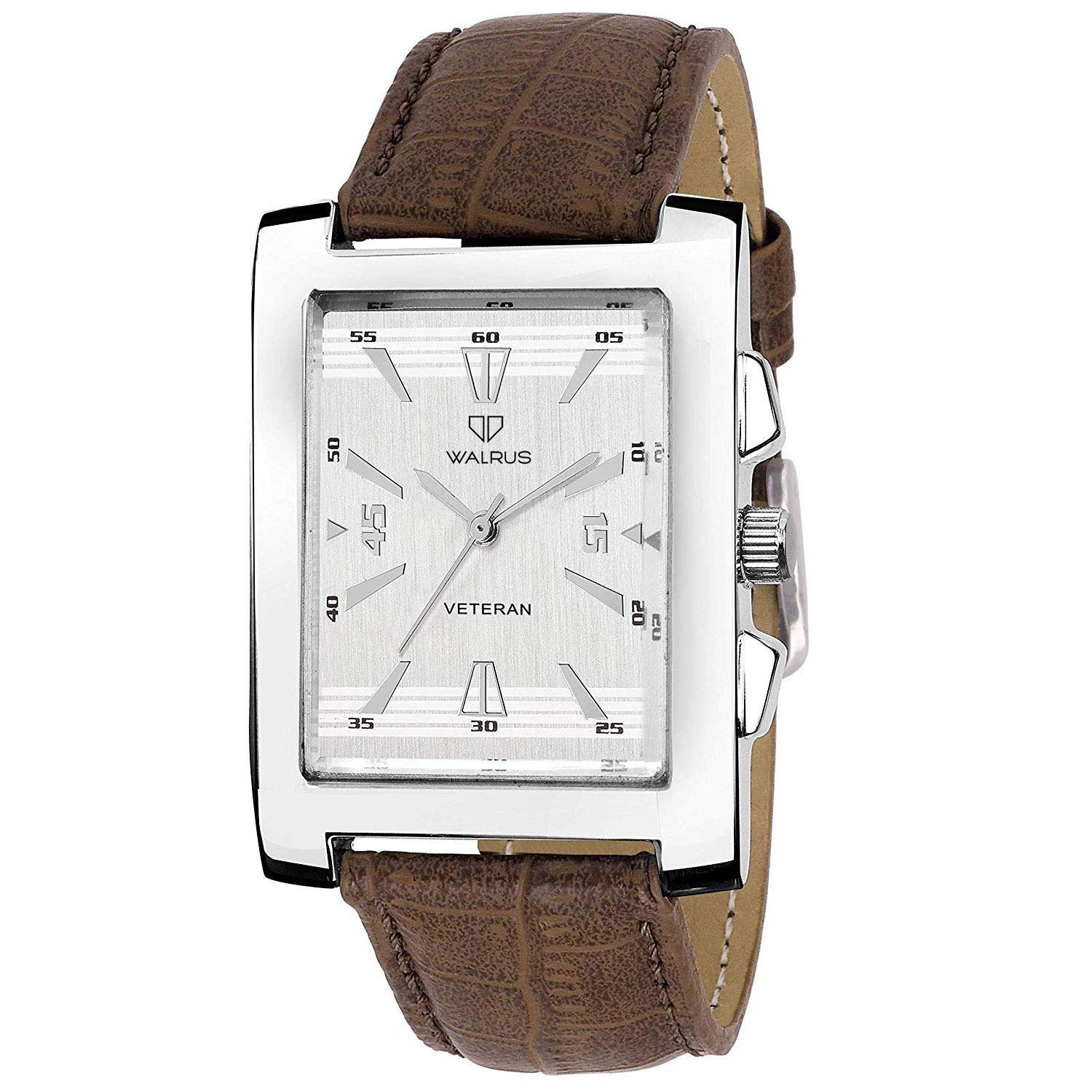Walrus Silver Dial Mens Watch - Sleek Design with Brown Strap, Robust Alloy Construction, Professional & Casual Use- Old Money Style Mens Wrist Watch for Gift (B07YJKCZX5) Amazon Price History, Amazon Price Tracker