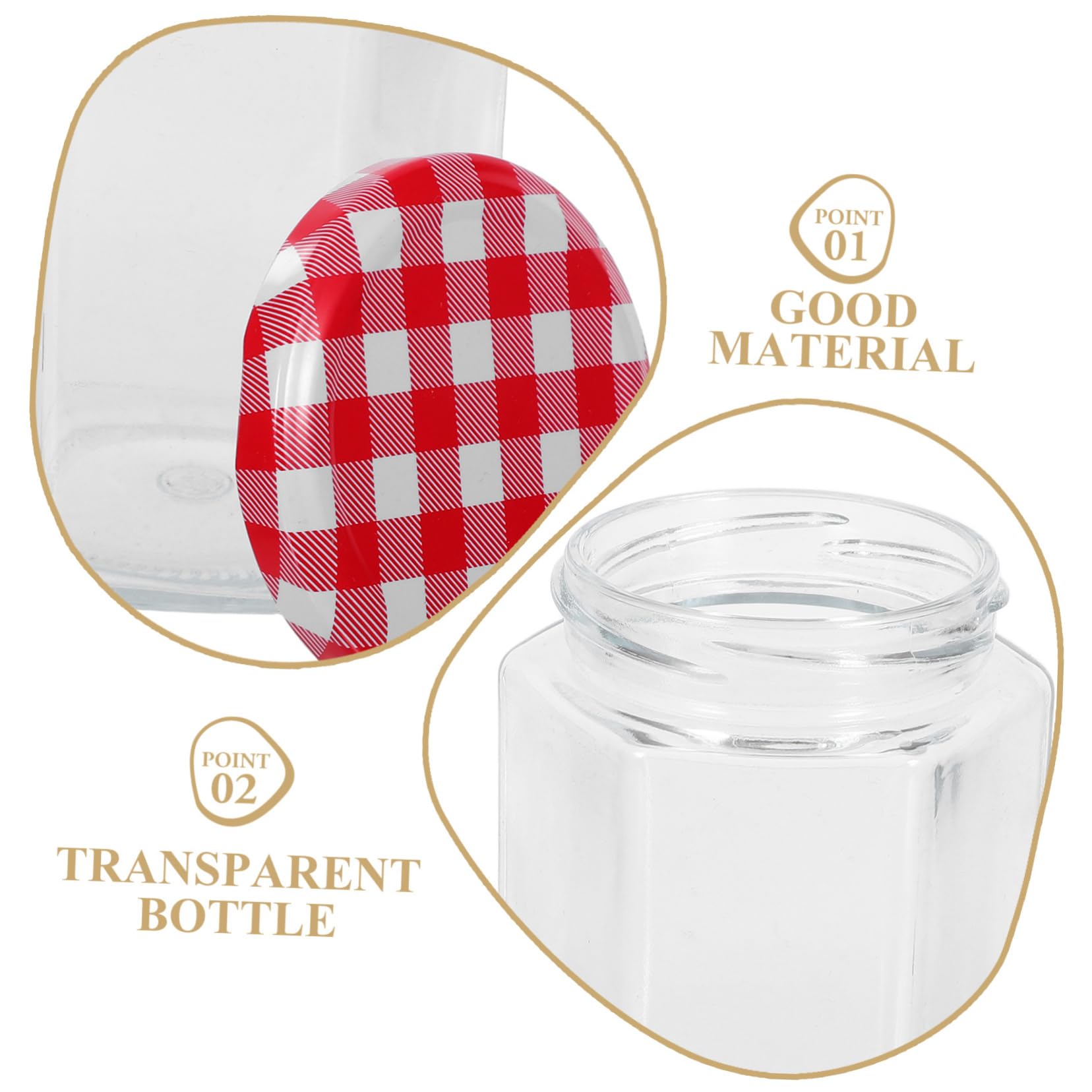 Ipetboom Barattoli di Vetro per Marmellata Esagonali 250ml con Coperchio