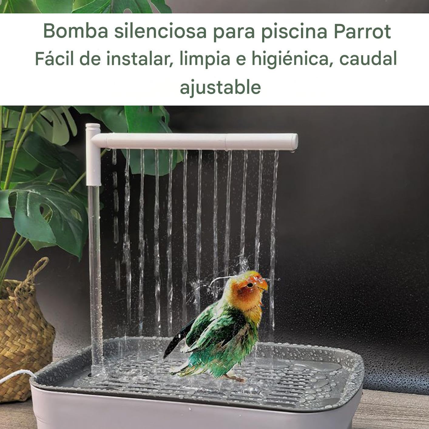 Baño para Pájaros | Baño Automático para Aves con Ducha | Pila Recargable con Grifo De Flujo Continuo, Accesorios De Baño para Periquitos Y Agapornis Pequeños Y Medianos