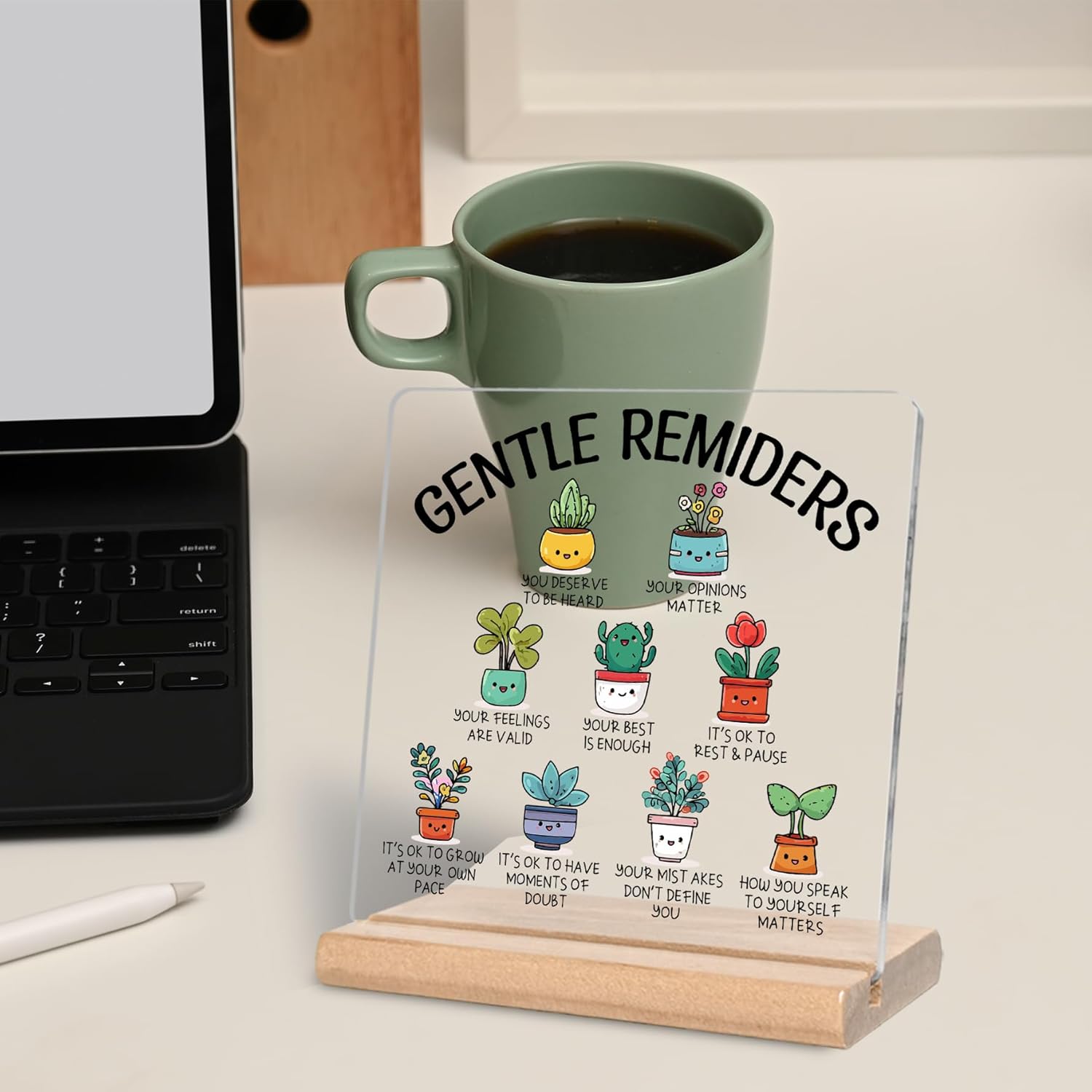 Gentle Reminders Acrylic Plaque Sign, Therapy Office School Counselling Office Gifts for Counselor, Psychologist, Therapist, Inspirational Mental Health Gifts for Teachers, Students - Image 4