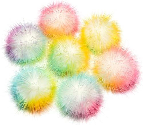 12 bolas de pompón de piel sintética con lazo elástico para sombreros, zapatos, bufandas, guantes, bufandas, bolsas, llaveros, accesorios (color