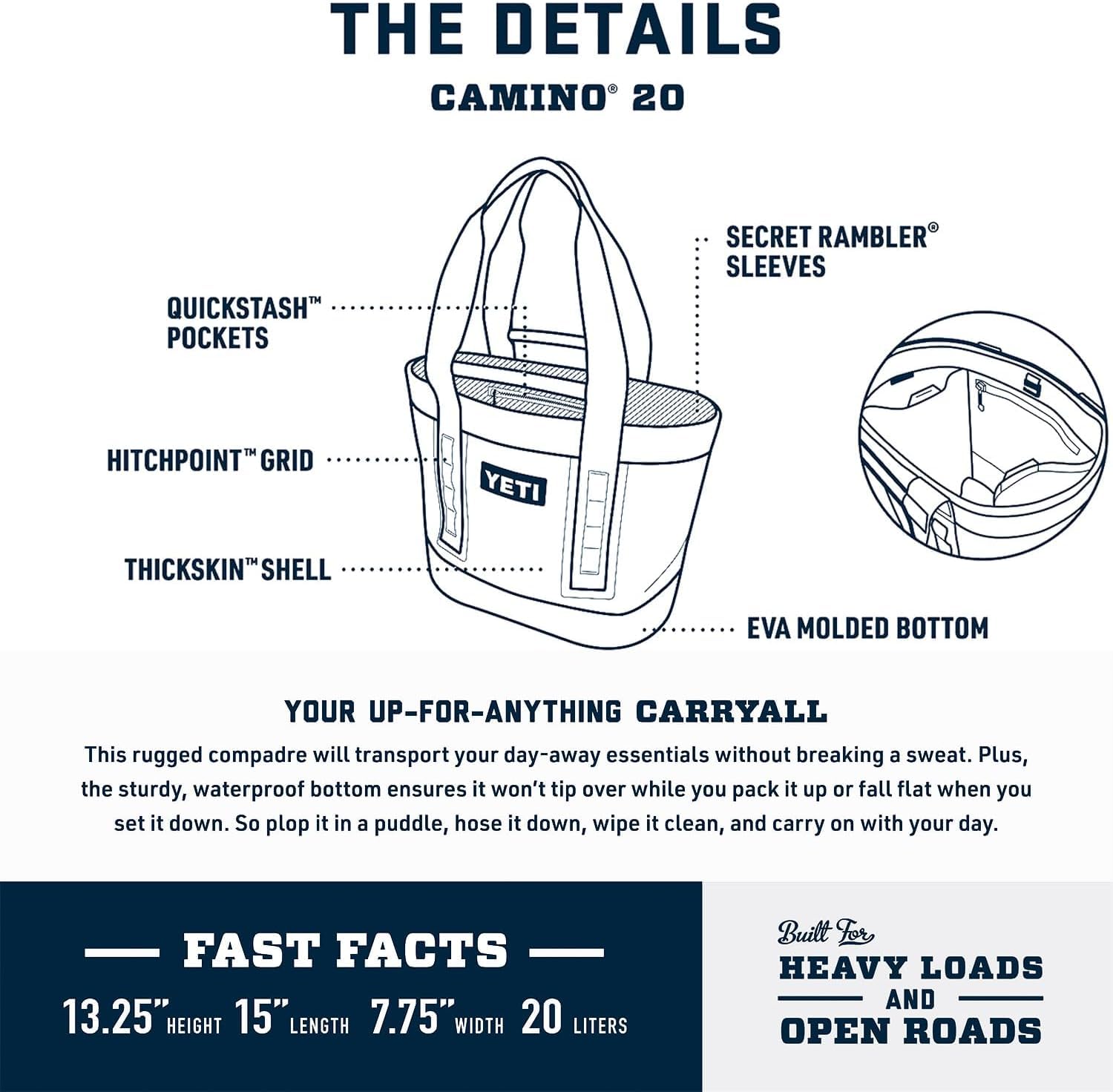 YETI Camino 20 Carryall with Internal Dividers, All-Purpose Utility Bag, Desert Bloom - 3