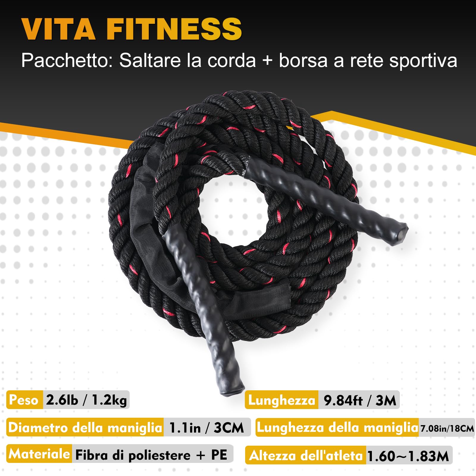 corda per saltare pesante, 1,3 kg peso per l'allenamento muscolare di tutto il corpo per l'allenamento di forza e resistenza e come integratore per la perdita di peso | corda per il fitness