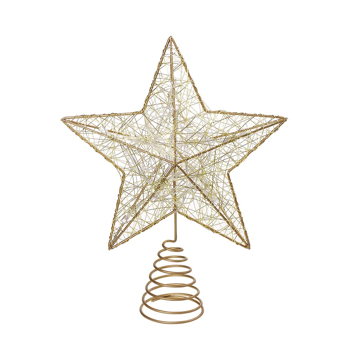Treetop Star Tree Topper Battery Operated LED Christmas Tree Decoration (Gold)