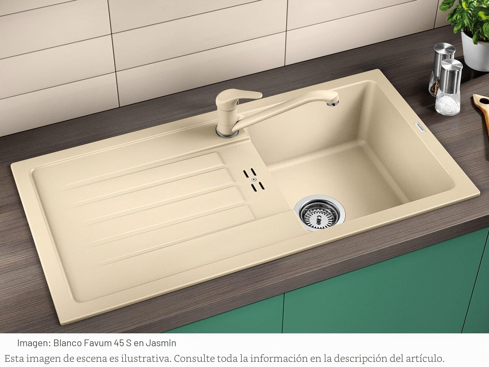 Blanco FAVUM 45 S – Moderno Fregadero Encastrado de Granito – Modelo Básico en SILGRANIT para Muebles Bajos de 45 cm de Ancho – Gris Antracita/Alumetálic – 524227