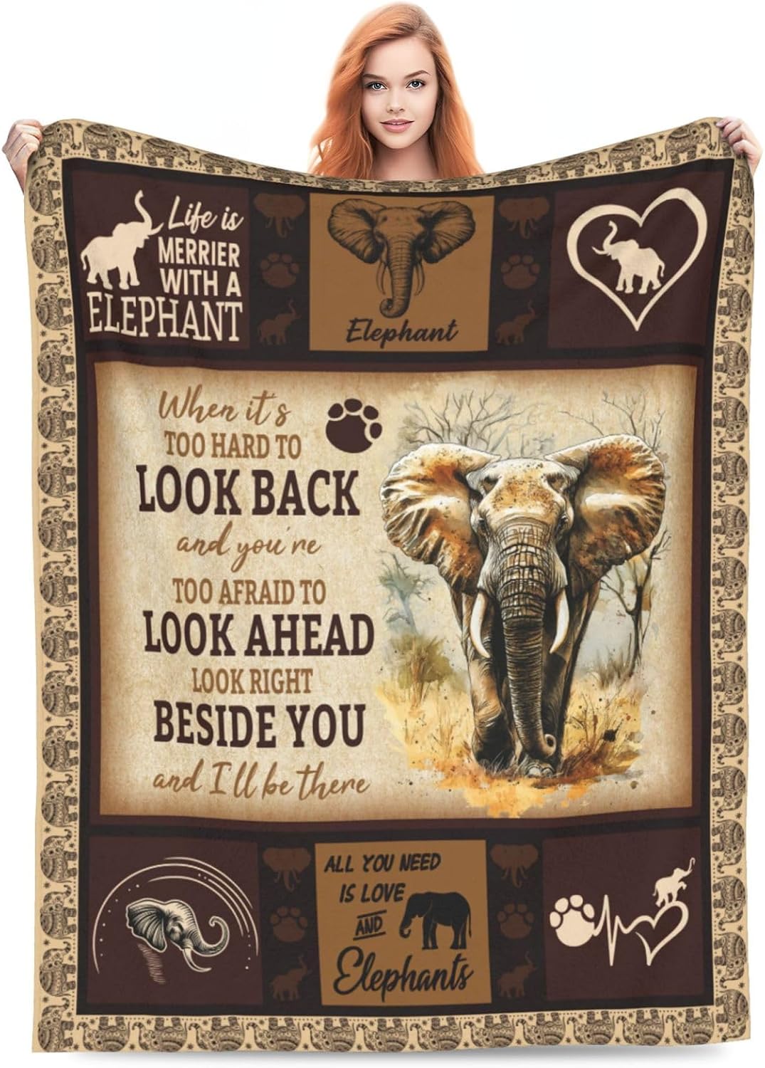 Elephant Blanket Elephant Decor Throw Blanket Super Soft Flannel Lightweight Fluffy Plush Cozy Fuzzy Fleece Wild Animal Blanket Gifts for Girl Boys Woman Man Kids Adults for Bed Sofa 40"X50" image 2