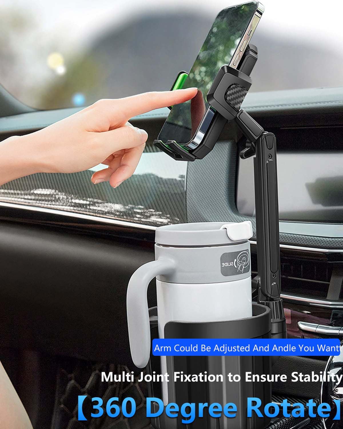 NATGIC Telefoonhouder voor bekerhouder in de auto, 3-in-1 bekerhouder, auto-organizer en bekerhouder, 2 multifunctionele bekerhouders NATGIC Telefoonhouder voor bekerhouder in de auto, 3-in-1 bekerhouder, auto-organizer en bekerhouder, 2 multifunctionele bekerhouders