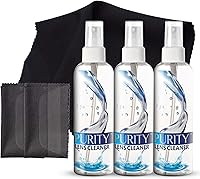 Vista 12 de Purity Limpiador de lentes de gafas Kit - 3 botellas de spray limpiador de lentes de viaje de 1 onza + 2 paños de limpieza de microfibra - Seguro