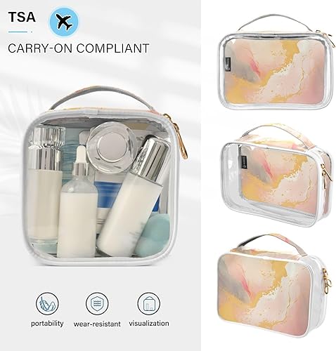 Miniatura 5 de Watercolor Yellow Marble Clear Toiletry Bag for Traveling,2 Pack Makeup Cosmetic Bag with Zipper,Travel Bag for Toiletries,Travel Essentials 21215132