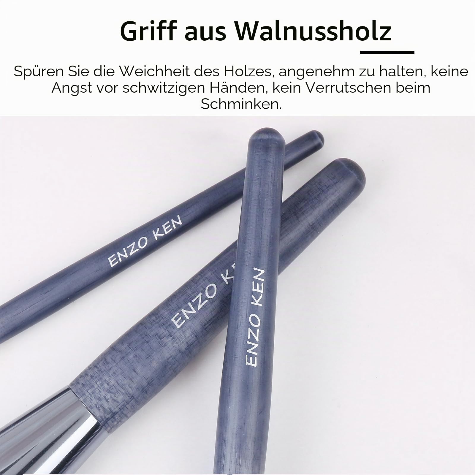 ENZO KEN Natürliches Lila Dachshaar Make-up Pinsel Set - Professionelles Walnuss Kosmetikpinsel Set Mit Handtasche, Blaue Naturborsten (Shuimo)
