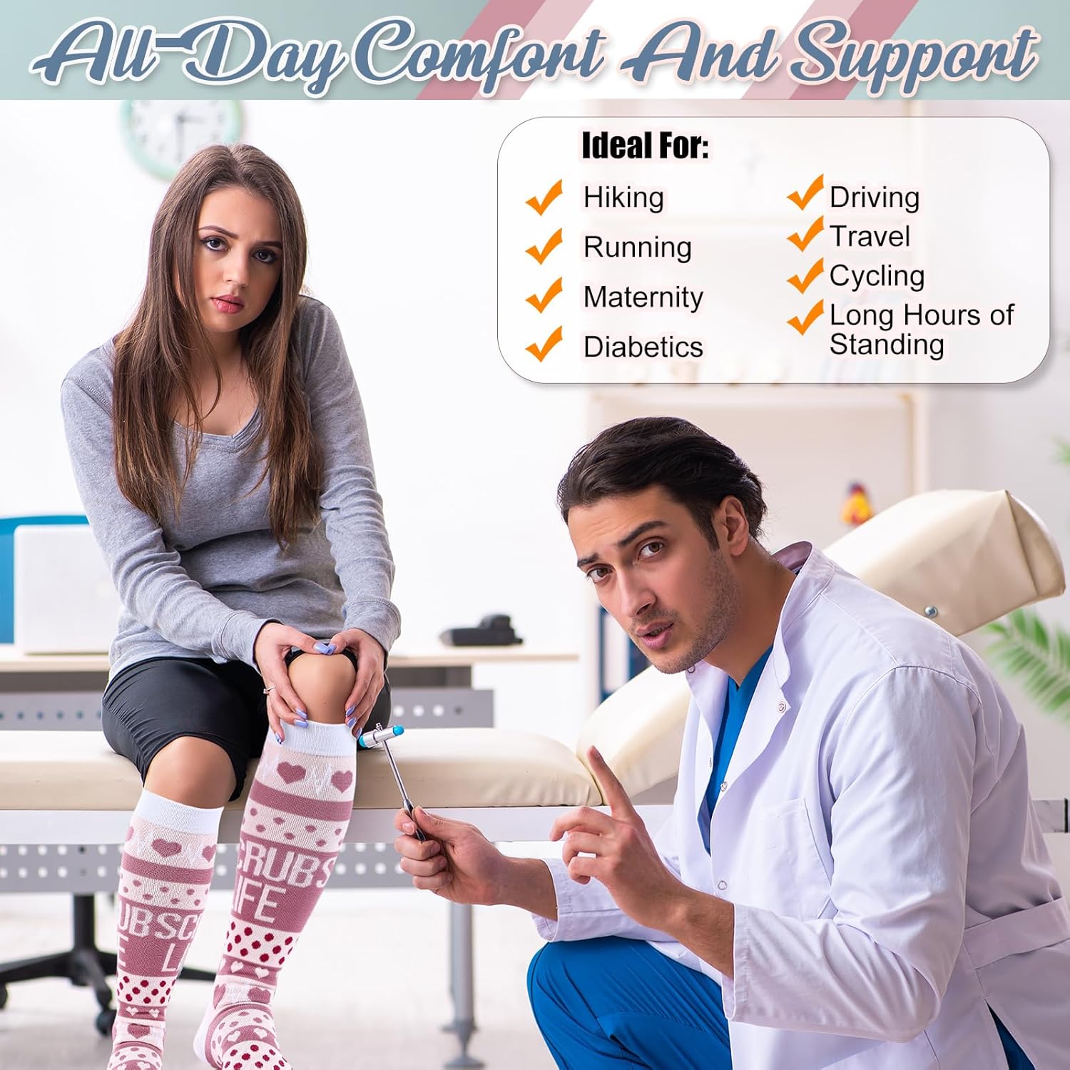 12 Pairs Compression Socks for Women Men (15-20 Mmhg),Circulation Support Knee High Stockings Bulk Gifts for Nurse