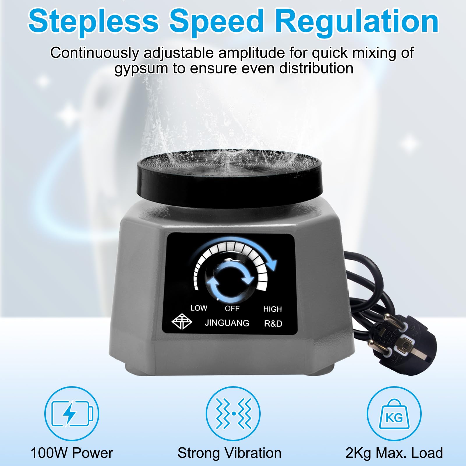 CGBE Piastra Vibrante per Gesso: 220V 100W Vibratore Elettrico Dentale per Dentisti e Cliniche Dentali - Velocità Regolabile Vibratore Gesso Per Miscelare Modelli Gesso Colati Resina