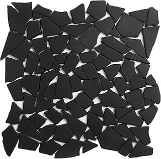 Pebble Tile, Pebble Tiles for Shower Floor Black Geometric for Kitchen B...