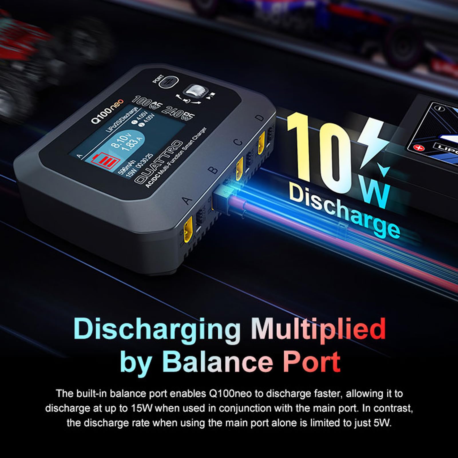Caricabatterie Intelligente da 100 W CC 240 W con Uscite e Bilanciamento di Precisione per LiPo, LiFe, NiMH e Altre Funzioni di Scarica (Spina europea)