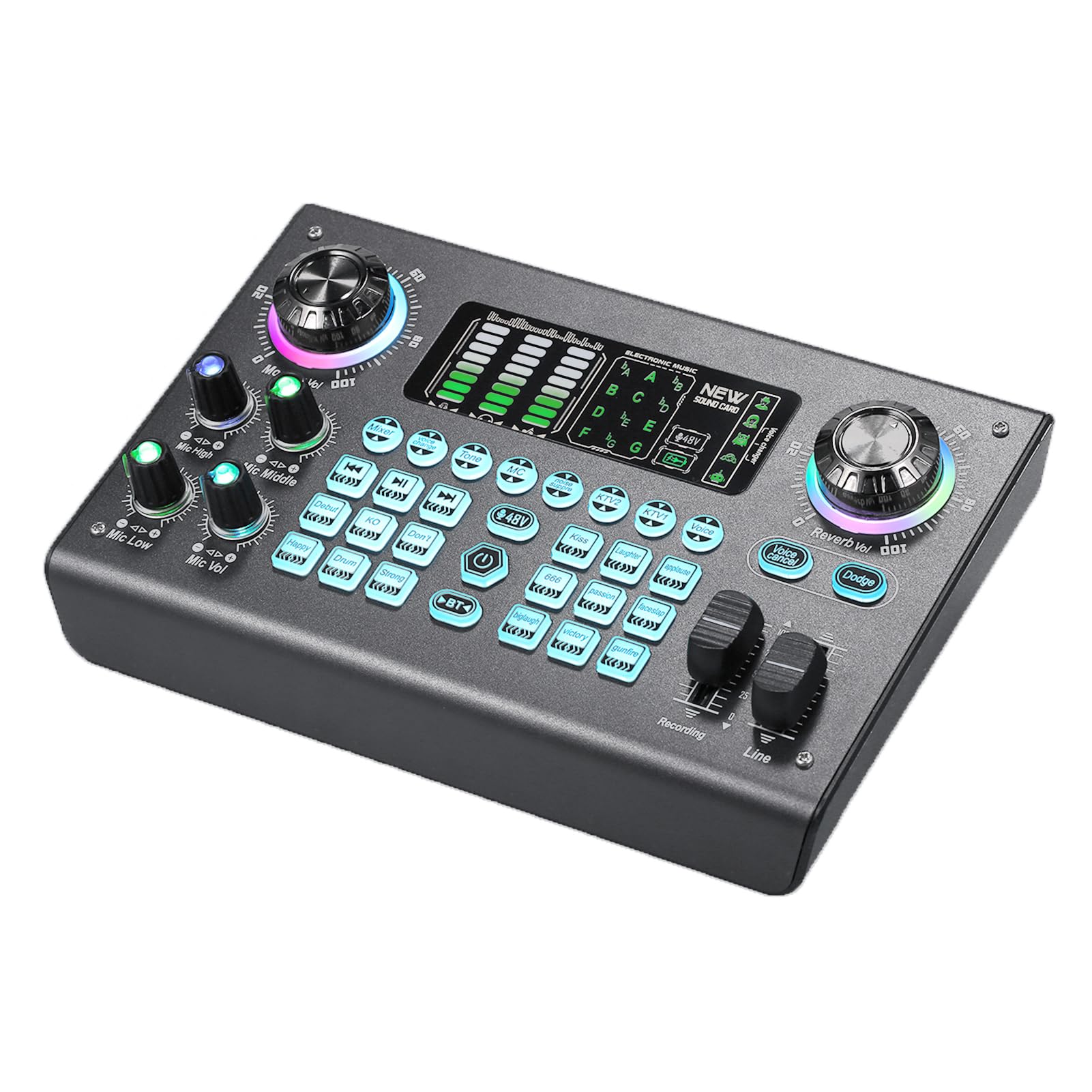 Domary Scheda Interfaccia USB, Mixer Live Streaming DSP Dual Core con Alimentazione a 48 V e per la Registrazione