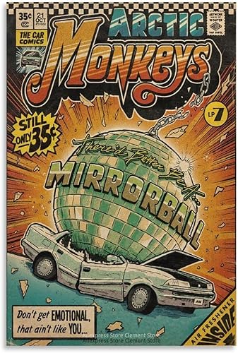 JINZE Mirrorball Arctic Monkeys - Pósteres vintage de pintura decorativa en lienzo, pósteres de pared e impresión artística moderna para dormitorio