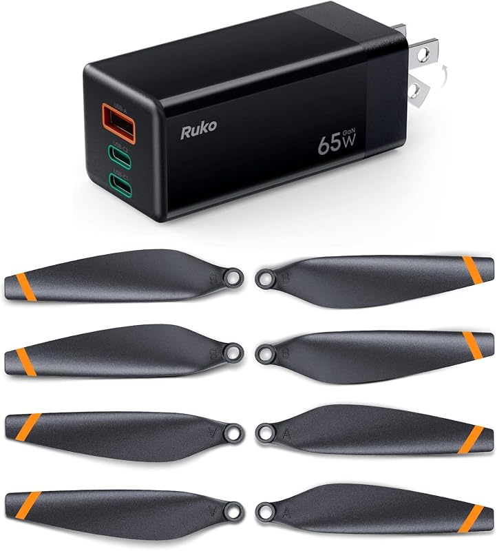 Cuchillas de hélice de repuesto para drones Ruko F11PRO 2 (4 piezas) y cargador USB C PD65W