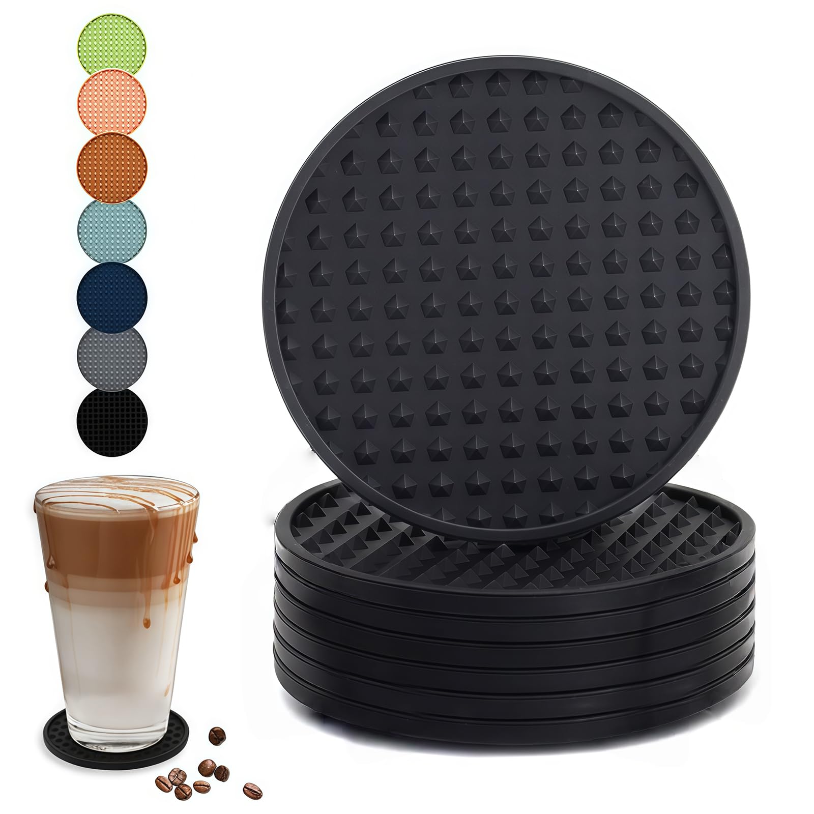 Beverage Coasters Set Heatproof Silicone Mat Perfect for Tables Countertops Nonslip Decorative Hexagonal Cup Pad Dishwasher Safe Drink Coasters