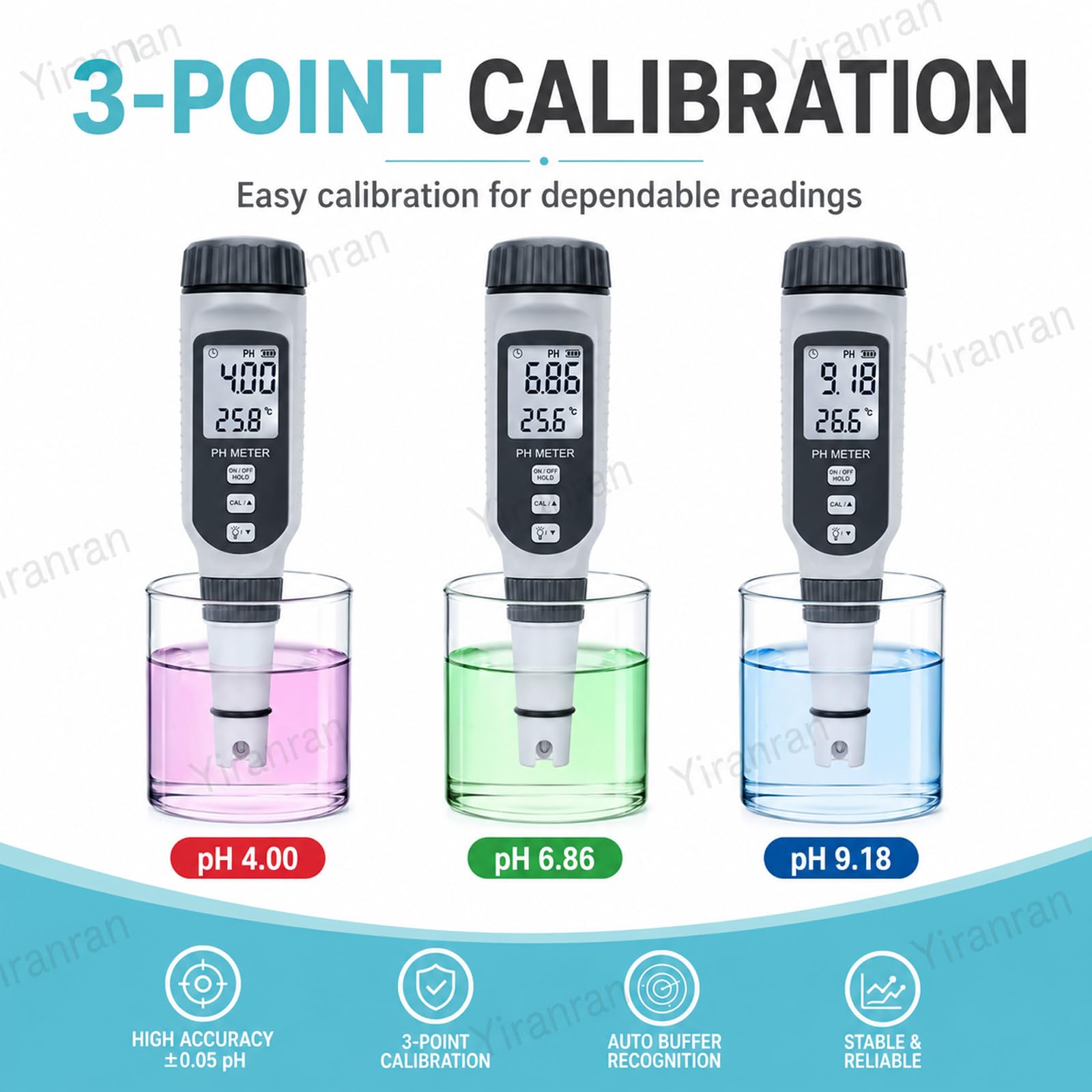 Medidor de pH profesional tipo bolígrafo, analizador digital de calidad del agua, interfaz intuitiva, fácil de usar y compacto, rápido, eficiente, preciso y fiable, para agua potable y piscinas