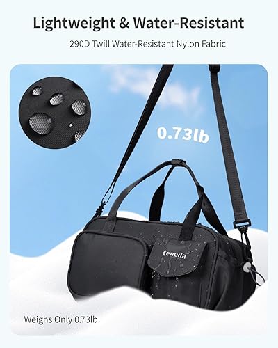 Miniatura 5 de Ceneda Mini bolsa de gimnasio de 12 pulgadas para mujer, pequeña bolsa de lona con bolsillo húmedo, bolsa de viaje ligera con múltiples bolsillos