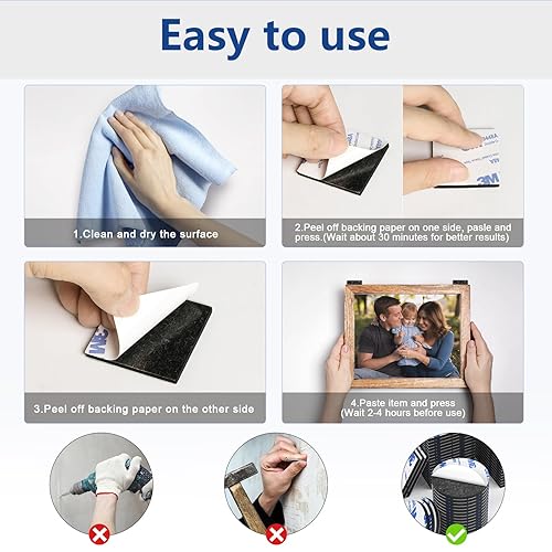 Miniatura 5 de 60 piezas almohadillas adhesivas de doble cara de servicio pesado - Cinta de espuma para paredes, automóviles y decoración del hogar  Sin residuos,