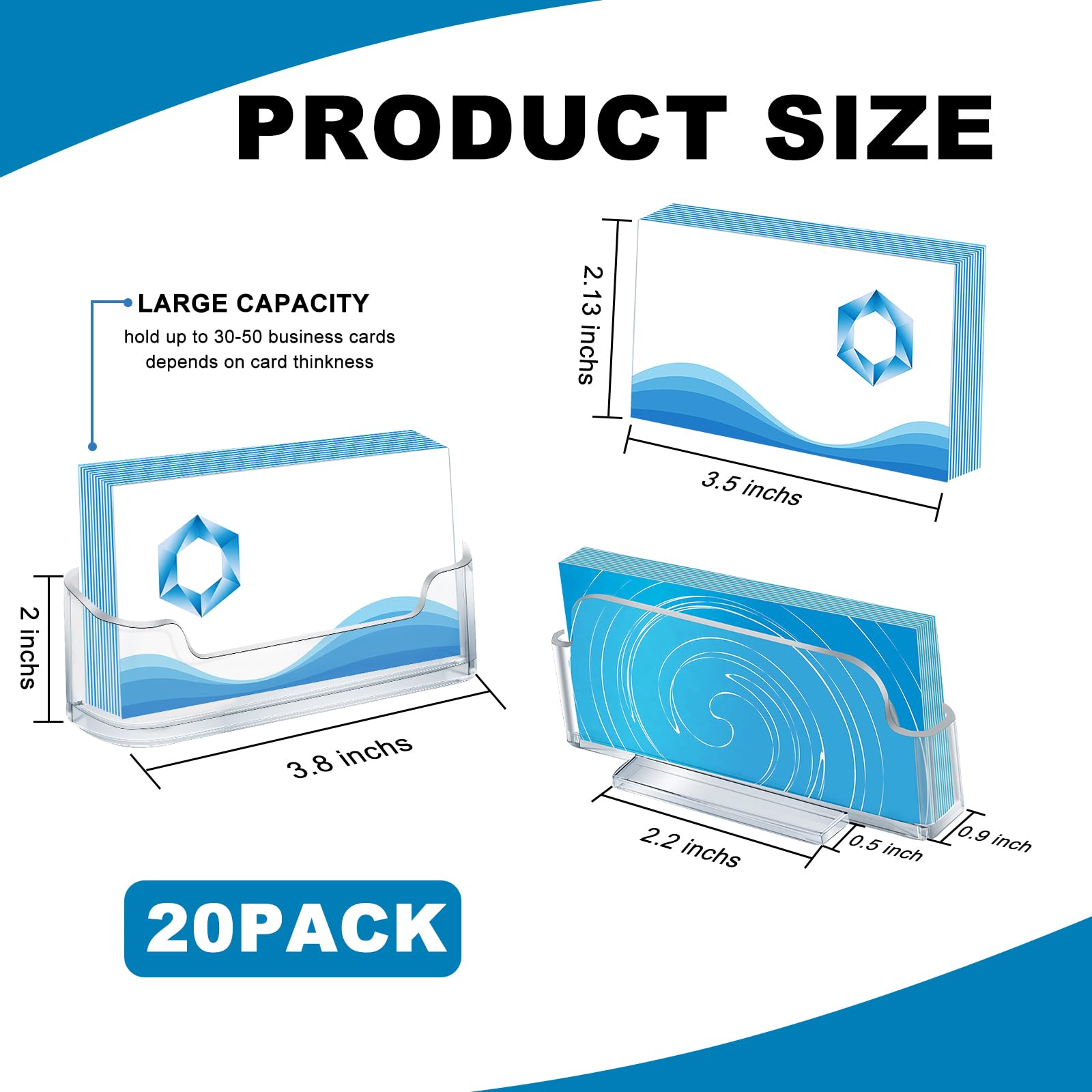 DNHCLL 1 Pack Clear Business Card Holder 3 Tiers Plastic Card Stand Organizer Card - View #3
