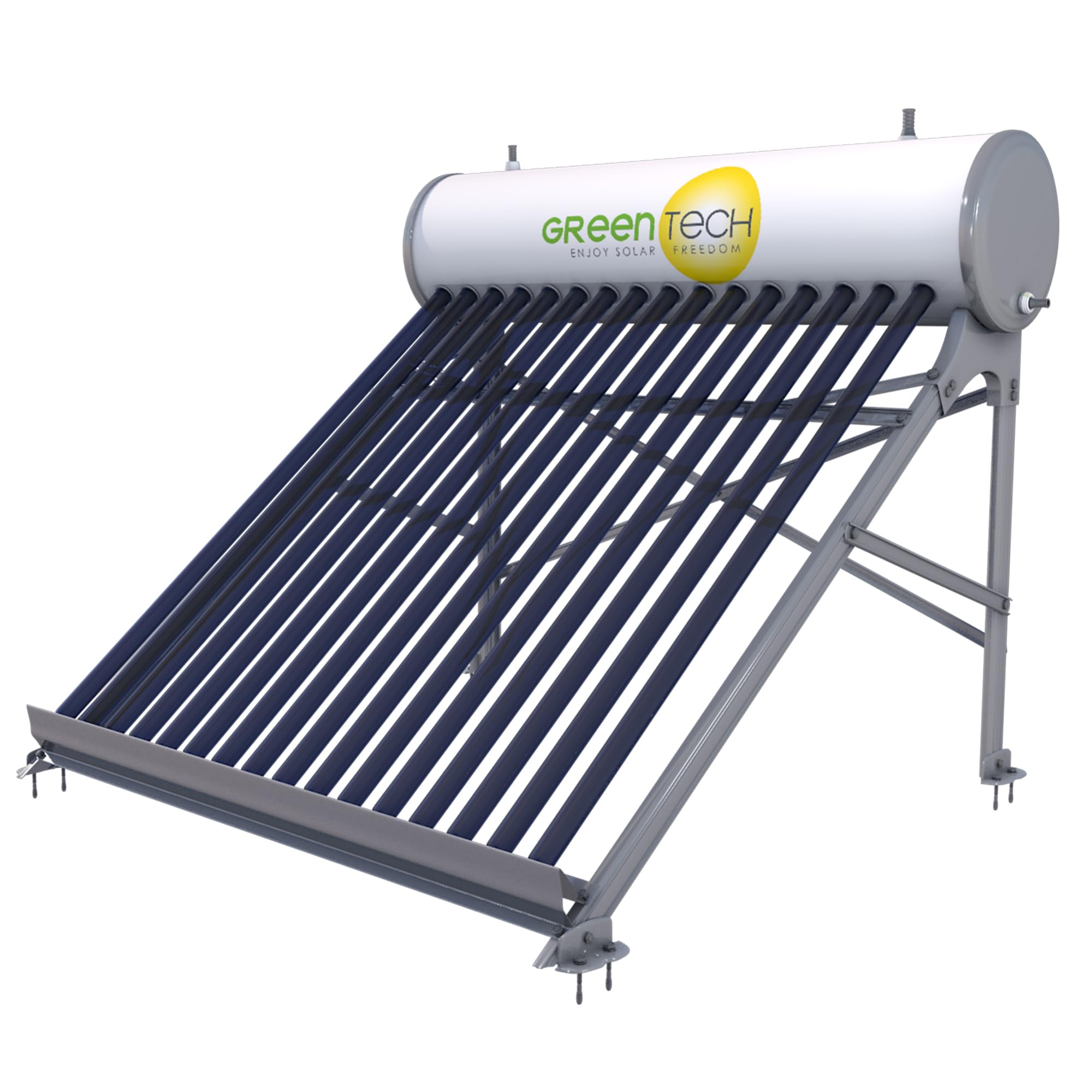 Système thermique solaire sans pression avec tubes sous vide - Thermosiphon - Chauffe-eau solaire - Acier inoxydable (intérieur), isolation PU 5 cm, résistant à la grêle jusqu'à 2,5 cm
