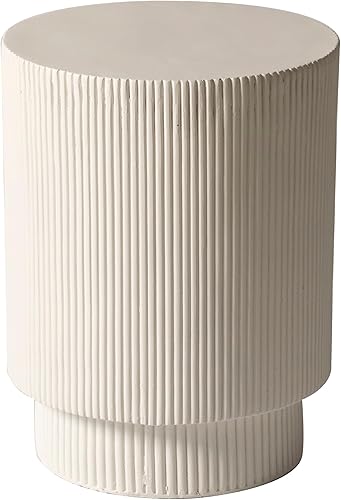 Miniatura 7 de LeisureMod Mesa auxiliar moderna redonda de fibra de piedra, para el hogar, patio al aire libre, sofá de sala de estar, resistente a la intemperie,