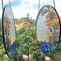 Vista 6 de Vitrales de 7.8 pulgadas con diseño de atrapasoles con texto en inglés "As for Me and My House We Will Serve The Lord Christian Wall" Arte