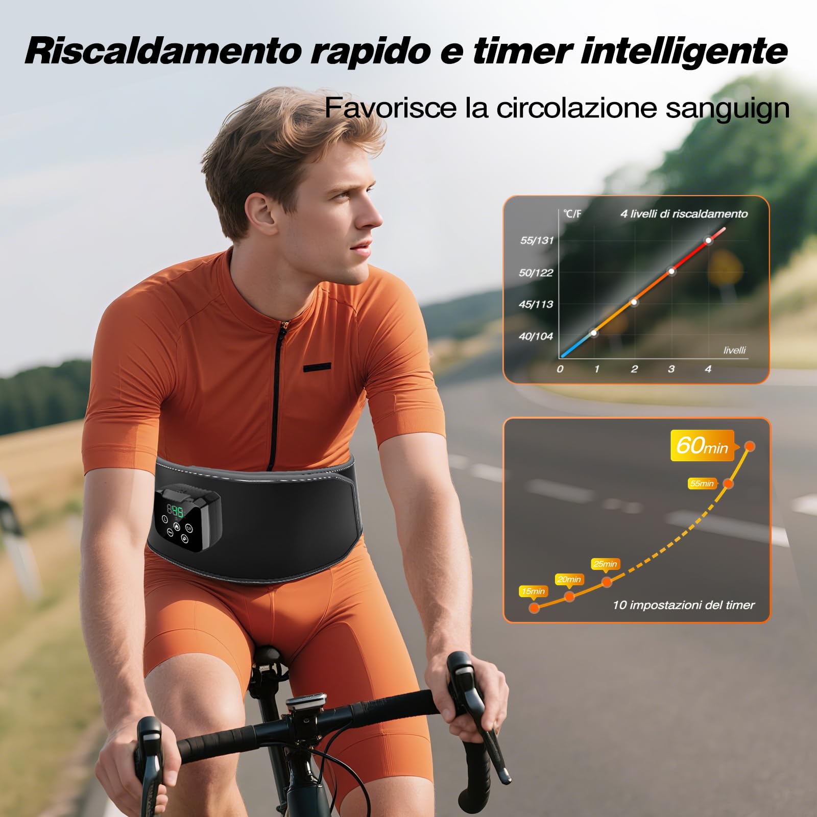 ARRIS Fascia riscaldata per massaggi schiena, riscaldamento elettrico, cintura in vita con massaggiatore a vibrazione per lombare lombare, vita addominale