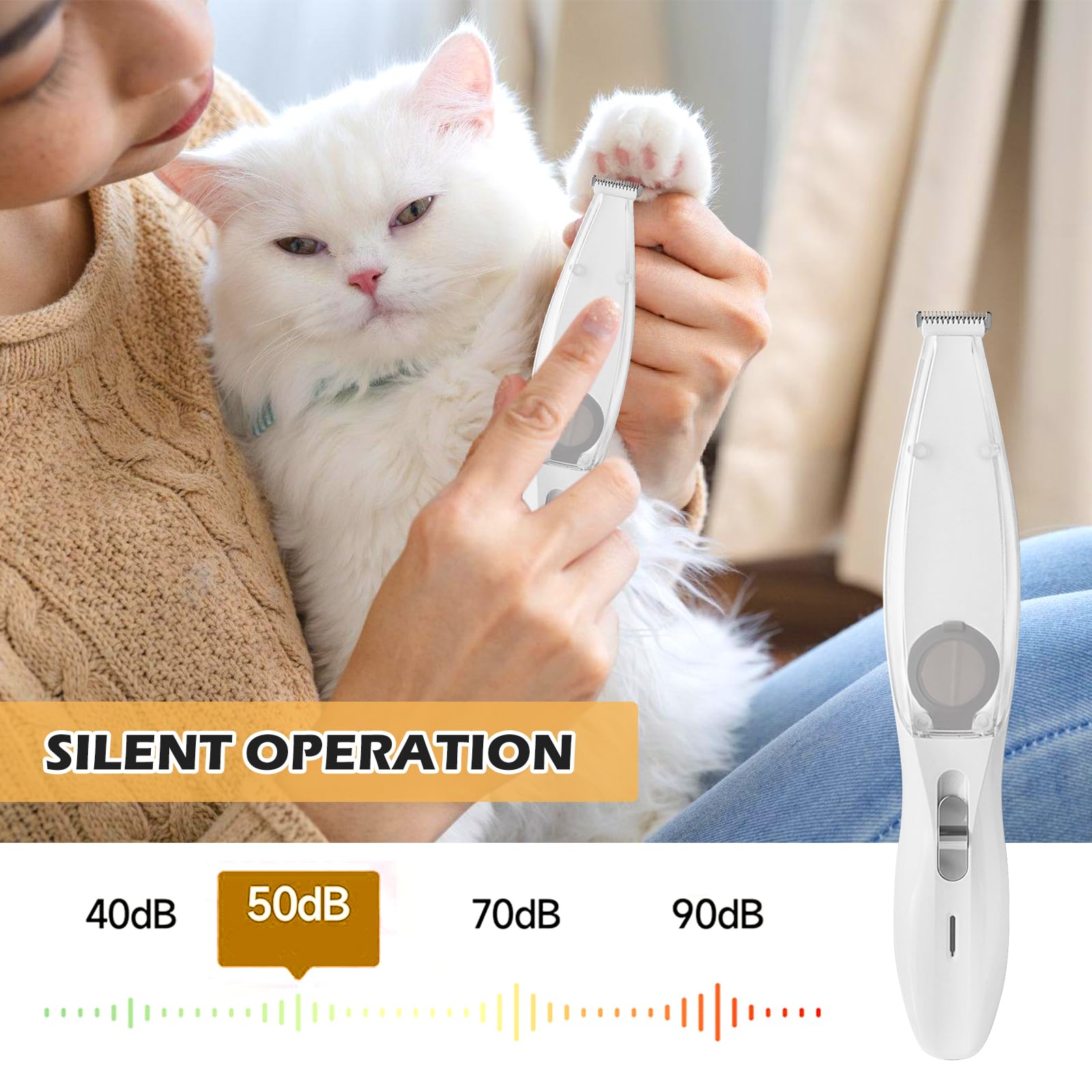 Tondeuse pour pattes de chien, tondeuse à pattes de chien, avec aspirateur, rechargeable et étanche, pour chiens, chats, pattes, visage, oreilles