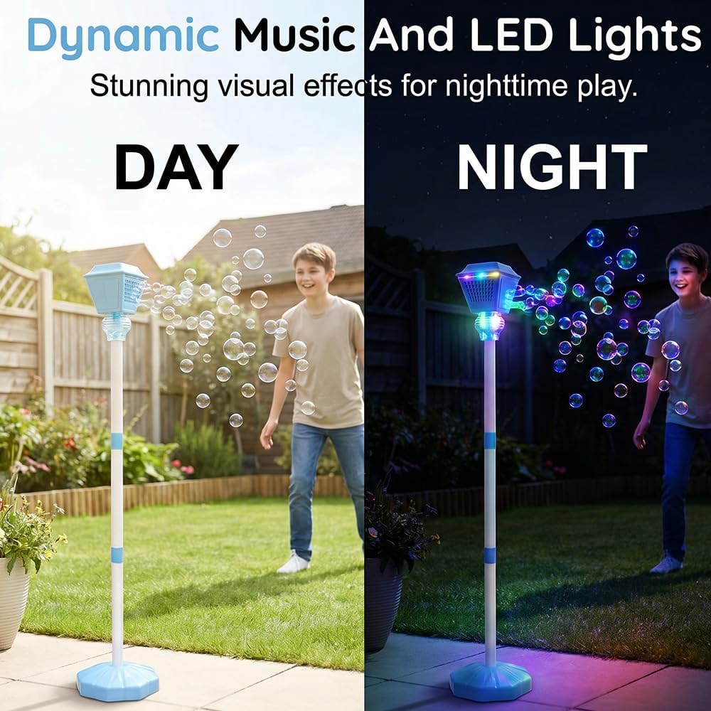 Automatic Bubble Machine, 2026 Upgraded Rechargeable Bubble Maker, Multi-Functional LED Bubble Machine for Celebrations, Adjustable Height Bubble for Parties and Weddings (Red)