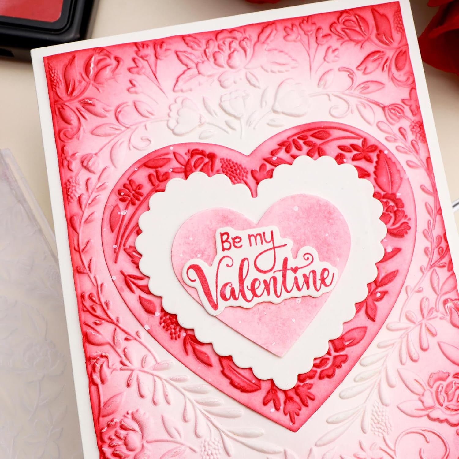Briartw Love Garden 3D Embossing Folder & Coordinating Dies - Deep Textured Heart Designs for Romantic Valentine’s Day Cards, Scrapbooking & Paper Crafts | Fits Most Die-Cutting Machines