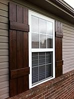 Vista 2 de Polaris Homeside 4 Board and Batten Joined Vinyl Shutters - 1 par de persianas de vinilo de 14-1/2 pulgadas x 43 pulgadas - 022 Chocolate