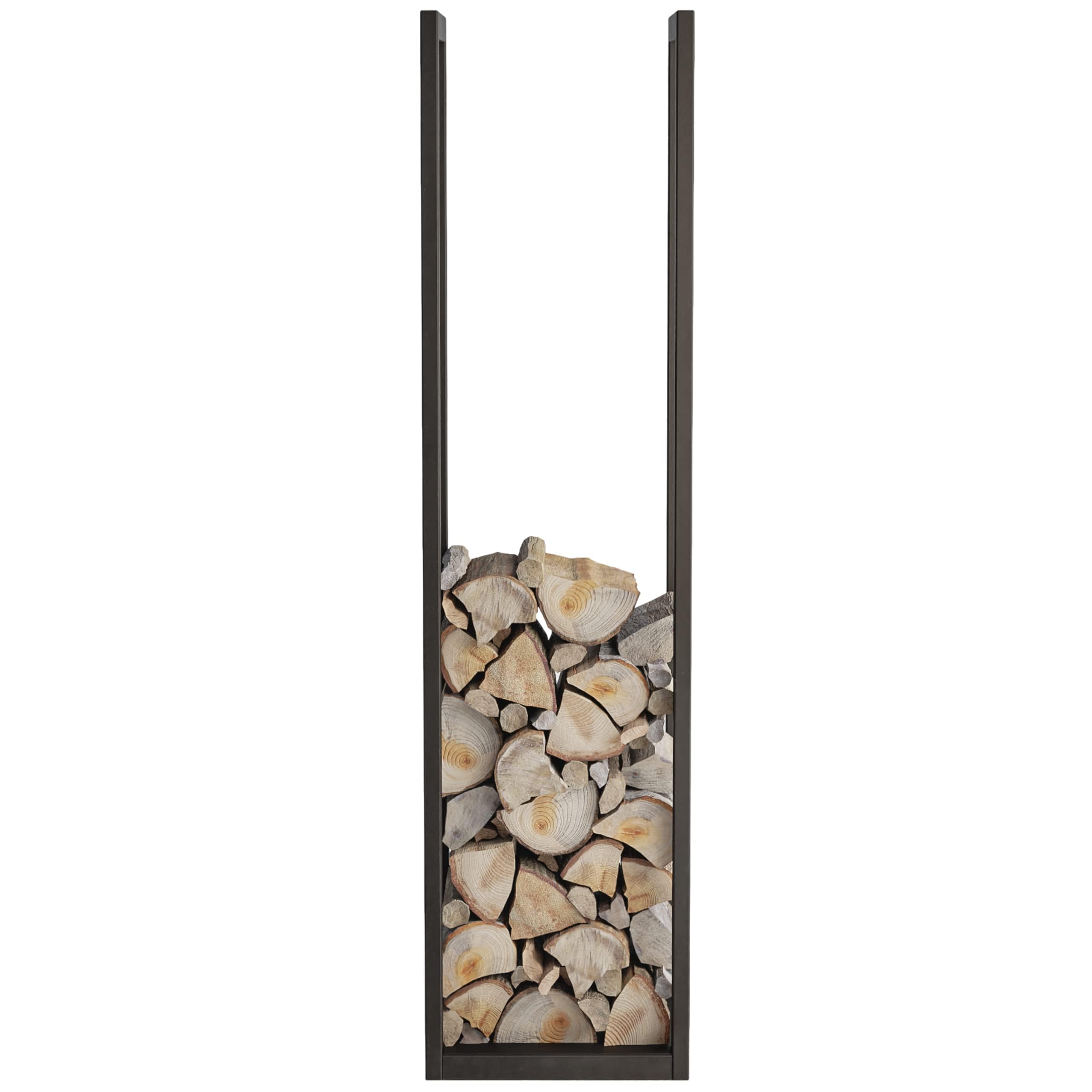 Kaminholzregal Aussen Brennholzregal Außen LOFT - Holzlager Holzunterstand für Kamin 120 x 30 x 30 cm, Metall Schwarz Matt, Industriedesign Holzhalter, Feuerholz Kaminholzregal Innen