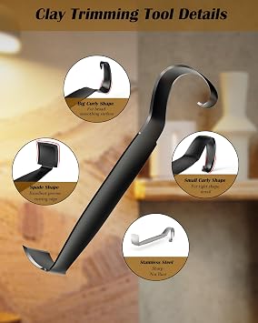 Pottery Trimming Tool, Stainless Steel Pottery Trimming Tools for Pottery, Durable and Sharp, Double Ended Trim Pottery and Ceramic Tools for Clay Artists and Pottery Creation (1 Pack)